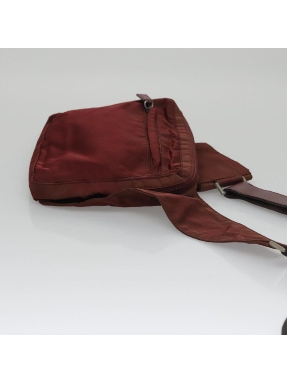 Authentic PRADA Shoulder Bag Nylon Red Silver - Picture 10 of 16
